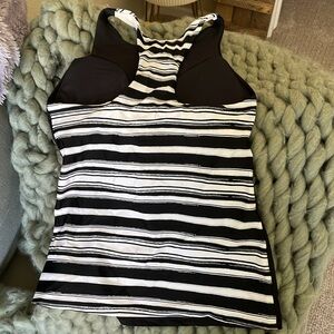 Patagonia size S black & black /white striped racerback workout / athletic top